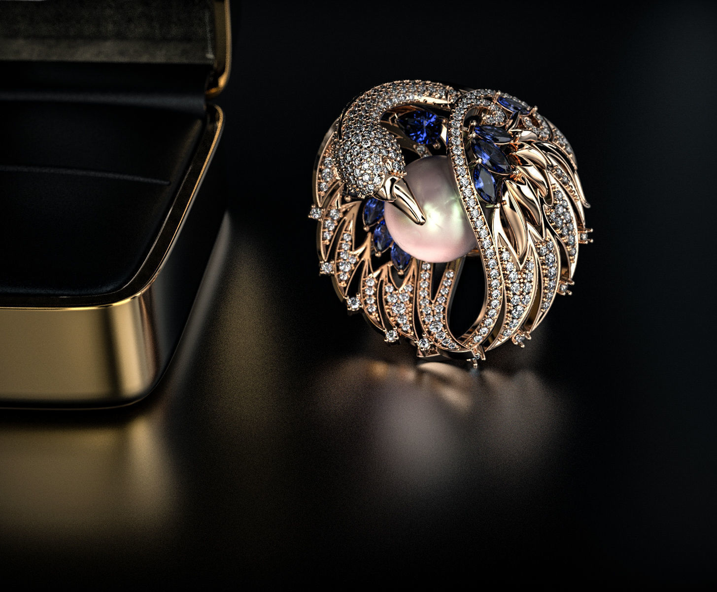 Majestic swan ring with a creative design 3D print model_1