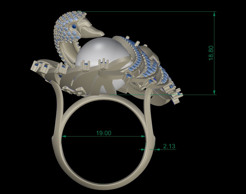 Majestic swan ring with a creative design 3D print model_2