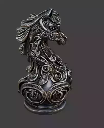Ornate Knight Chess Piece 3D print model