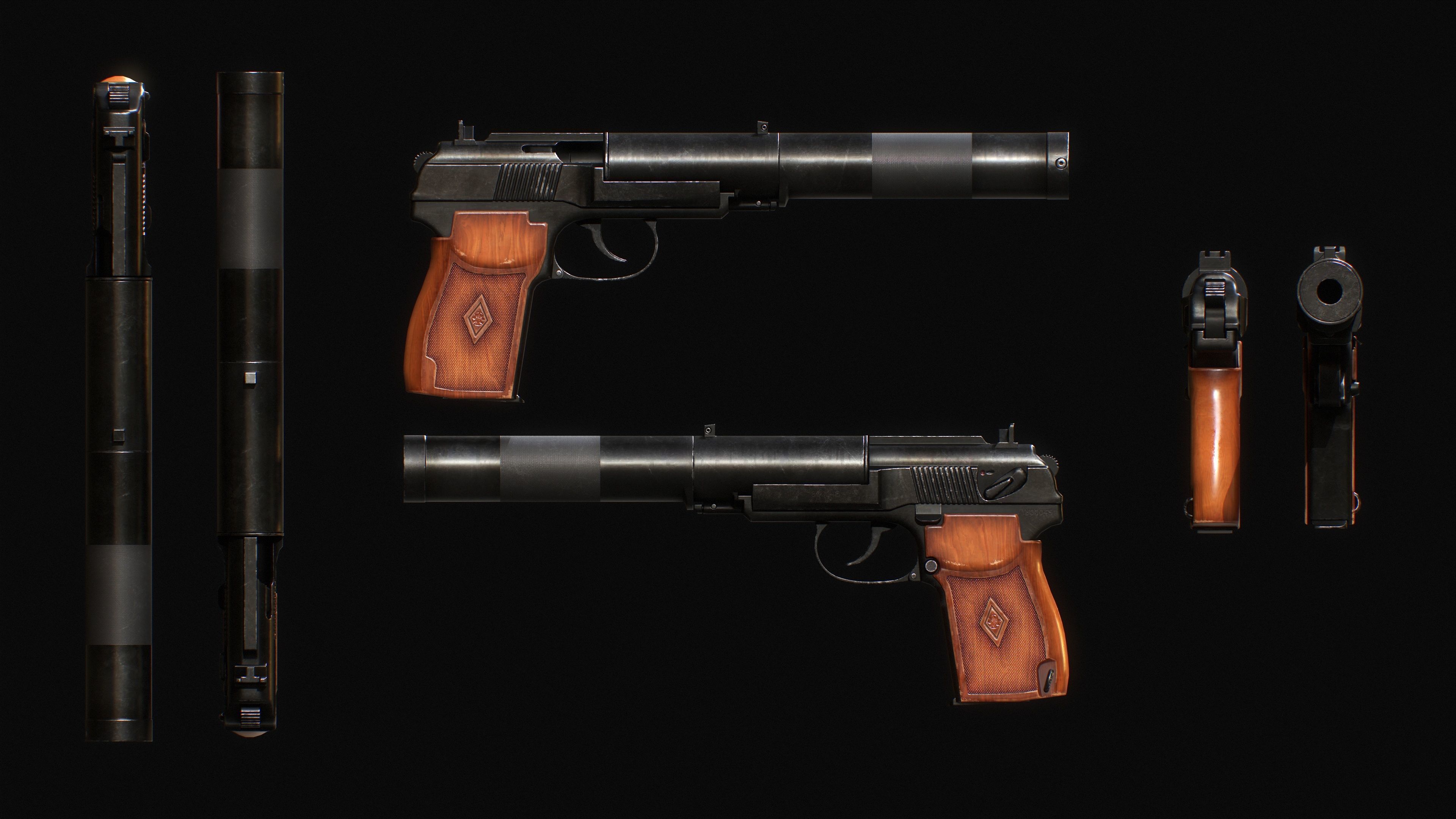 Silenced Weapon Pack Low-poly 3D model_4