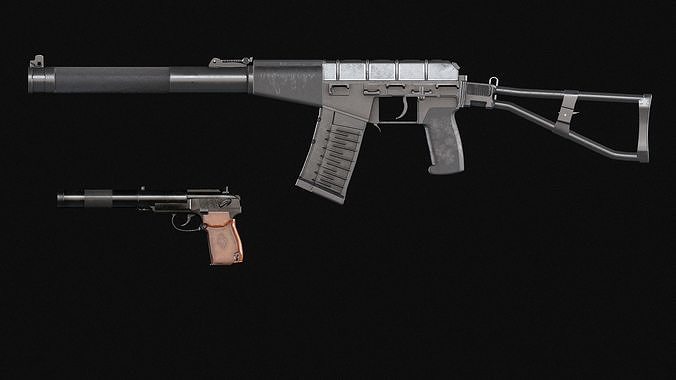 Silenced Weapon Pack Low-poly 3D model