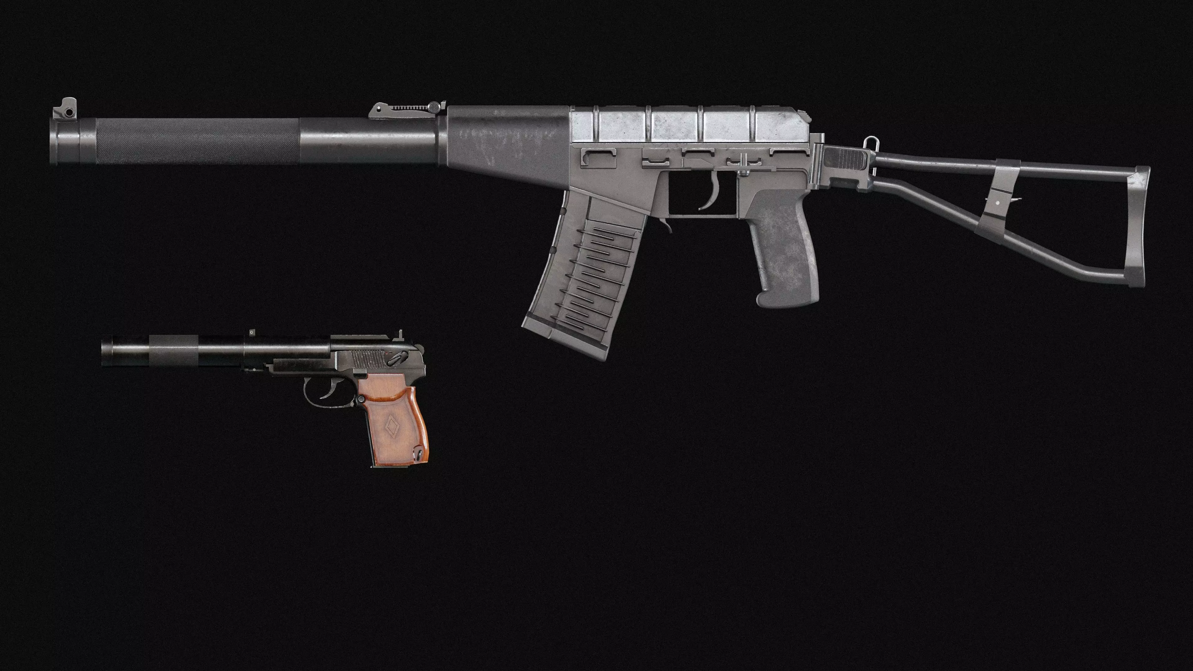 Silenced Weapon Pack Low-poly 3D model_0