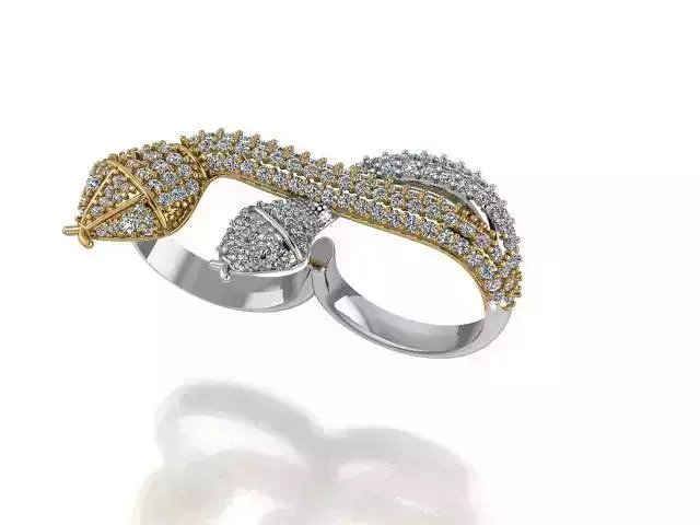 Two headed freesize snake ring