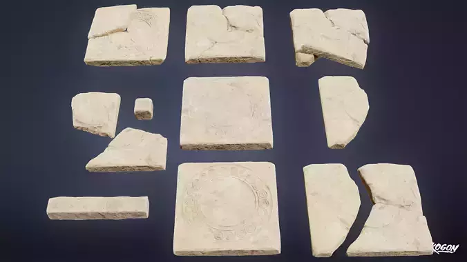 ANCIENT TEMPLE - Stone Tiles 01 - LOW POLY