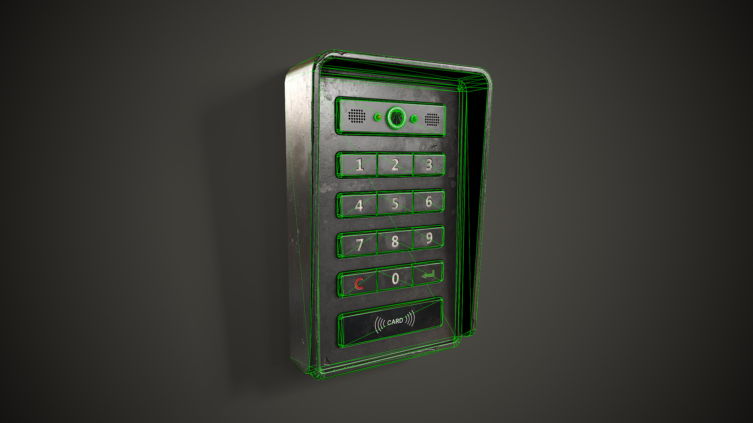 Electronic keypad lock Low-poly 3D model_9