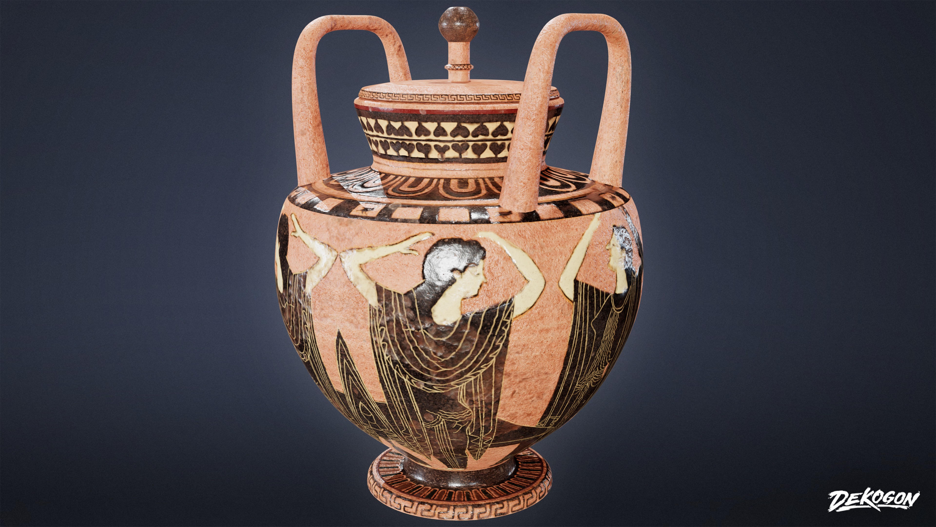 ANCIENT TEMPLE - Urns 01 - LOW POLY Low-poly 3D model_9