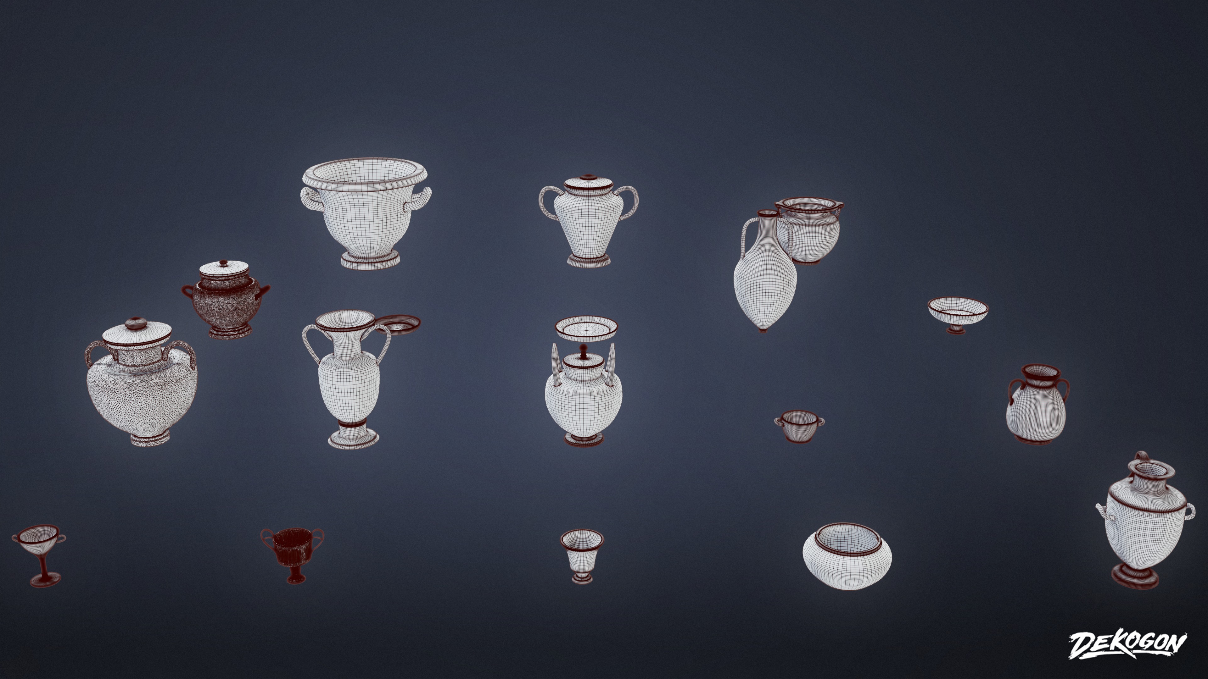 ANCIENT TEMPLE - Urns 01 - LOW POLY Low-poly 3D model_22