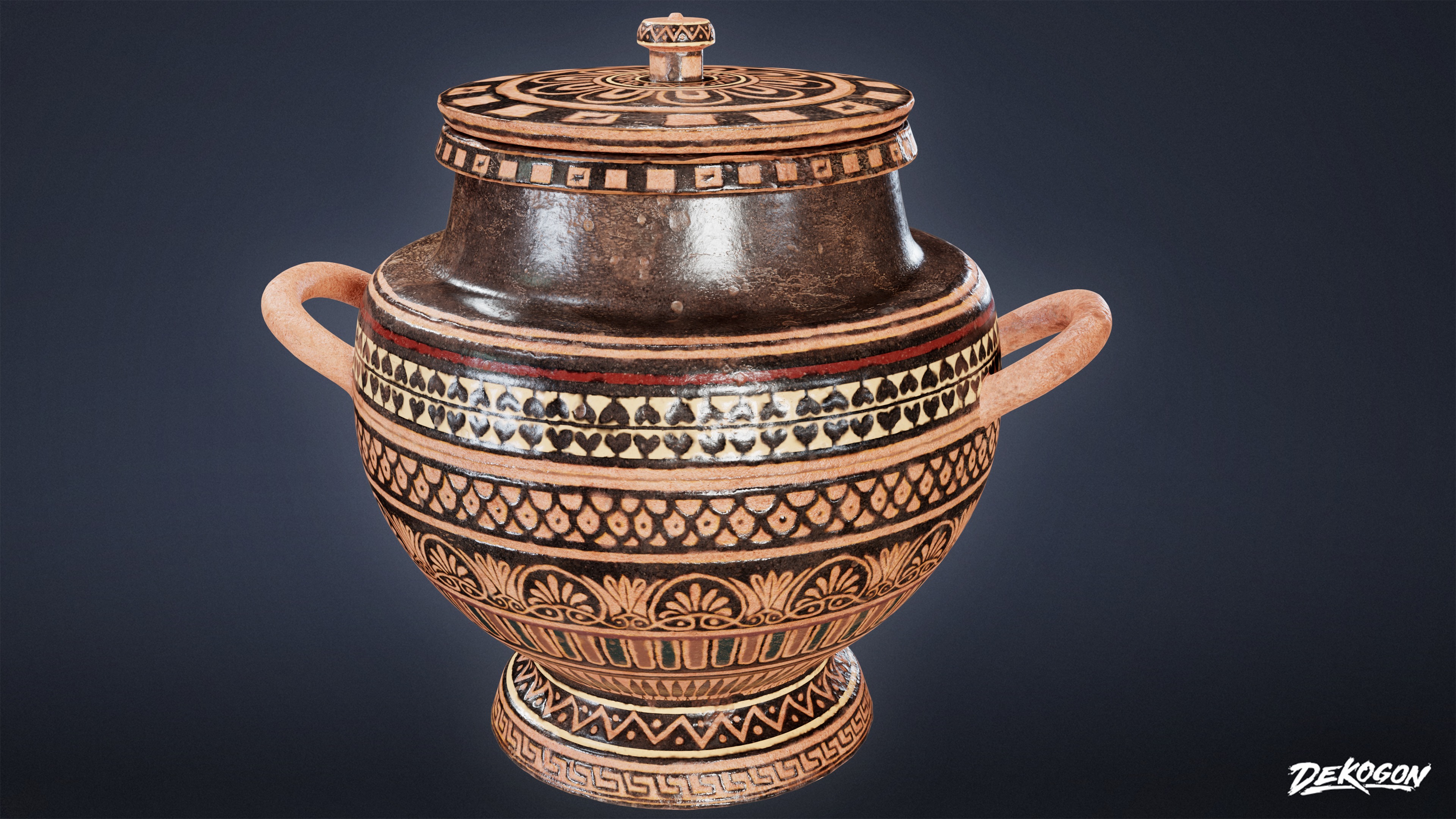 ANCIENT TEMPLE - Urns 01 - LOW POLY Low-poly 3D model_15