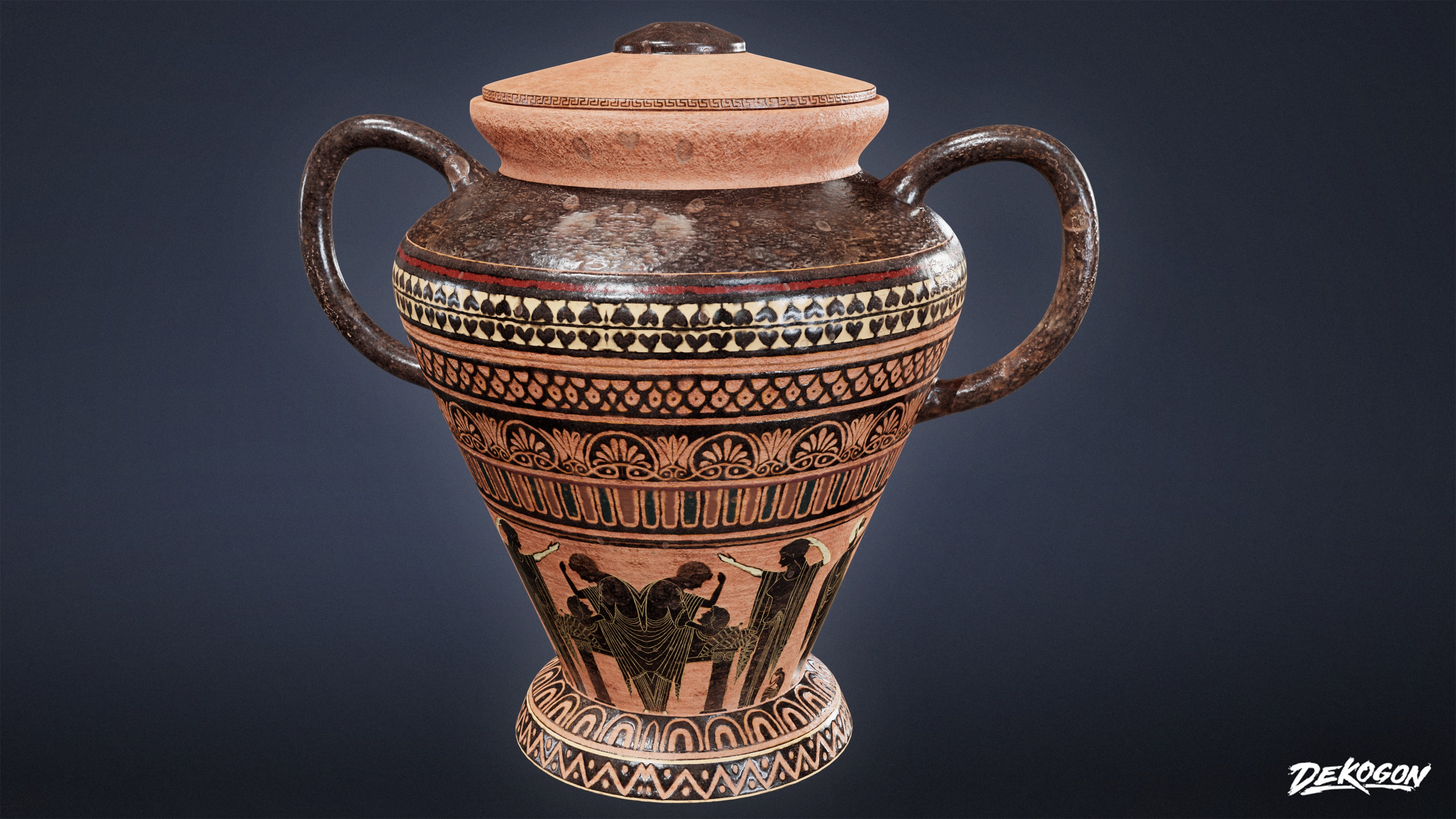 ANCIENT TEMPLE - Urns 01 - LOW POLY Low-poly 3D model_1