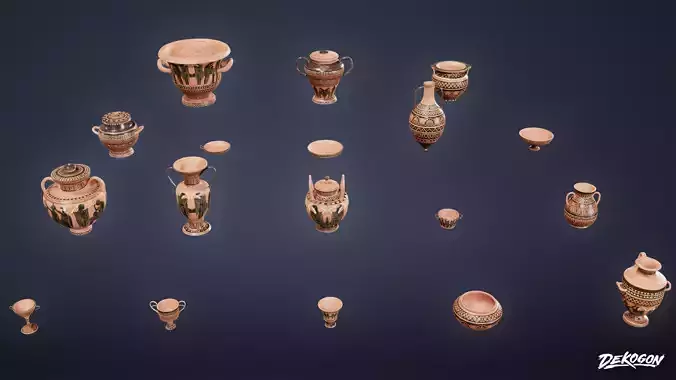 ANCIENT TEMPLE - Urns 01 - LOW POLY Low-poly 3D model