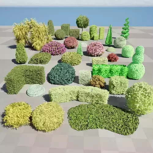 Shaped Bushes 3D Pack 01 3D model