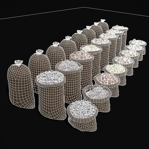Sacks of Fruit Low-poly 3D model 5