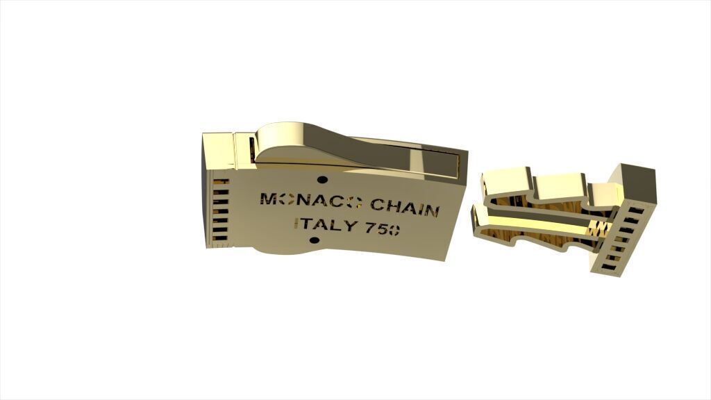 9mm monaco box claps lock for cuban chain 3D print model 3D print model_7