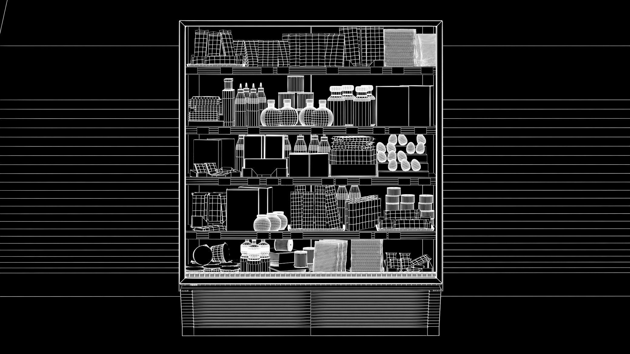 Showcase in a Supermarket with Sweets Cereals and Snack 3D model_4