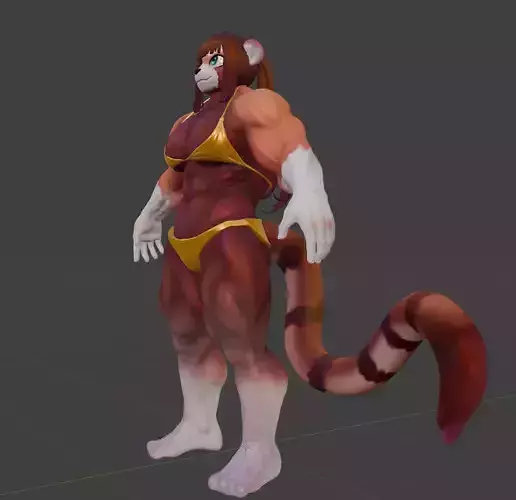 Muscular Red Panda Girl
