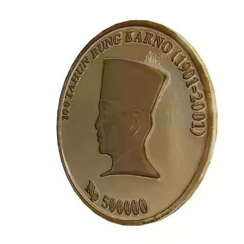 High Detailed Indonesian 500000 Rupiah Gold Coin 2001 3D model