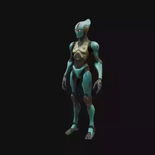Sci Fi Robot Female Rigged Low-poly 3D model