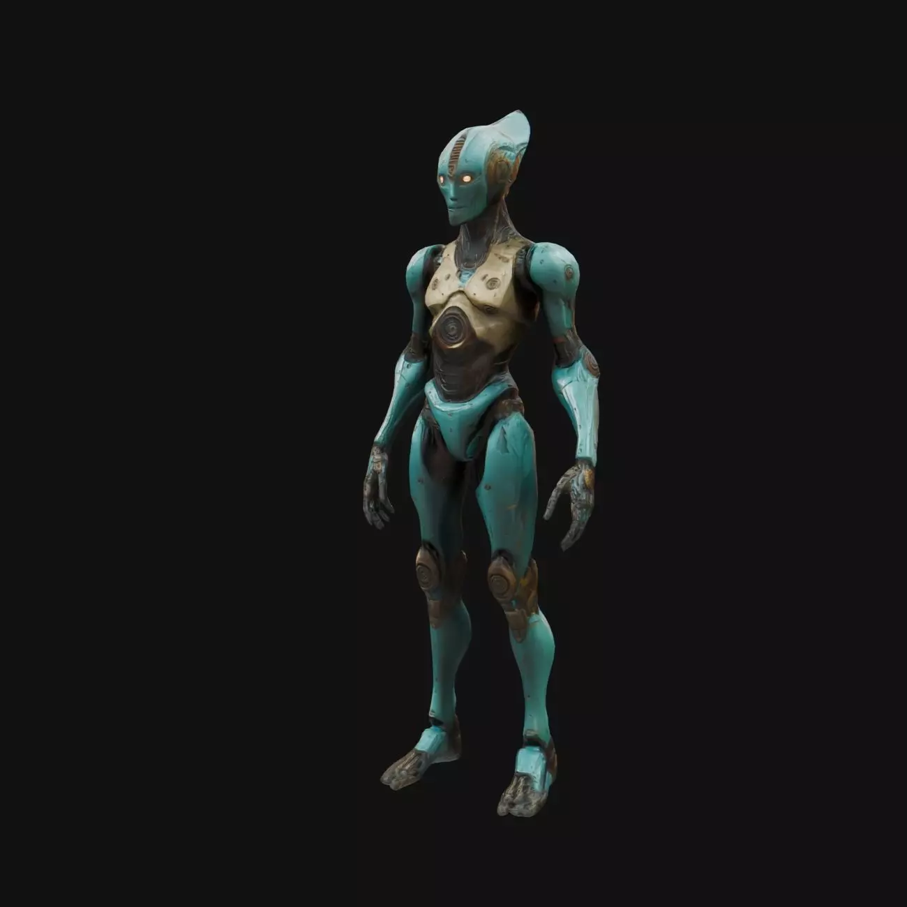 Sci Fi Robot Female Rigged Low-poly 3D model_0