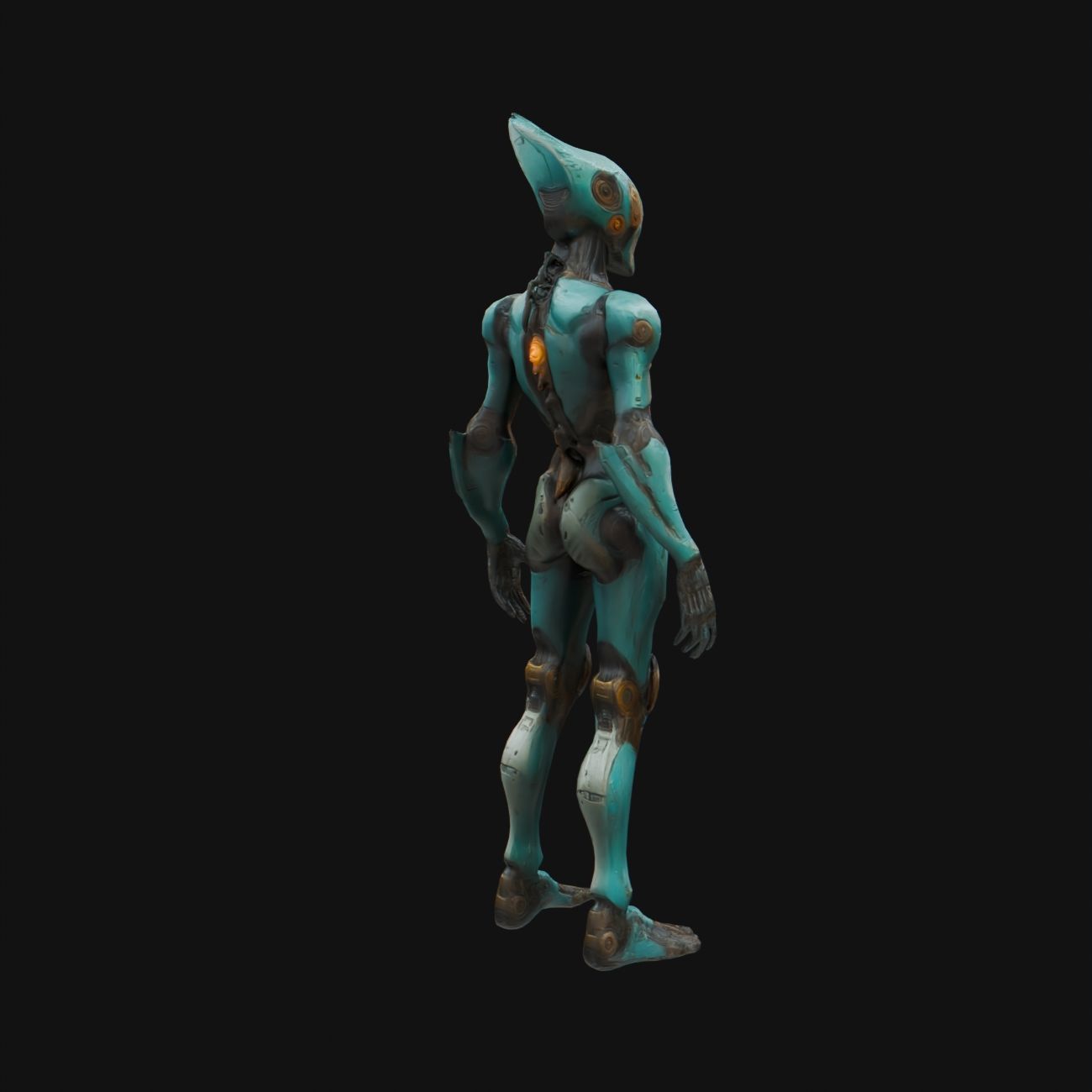 Sci Fi Robot Female Rigged Low-poly 3D model_3