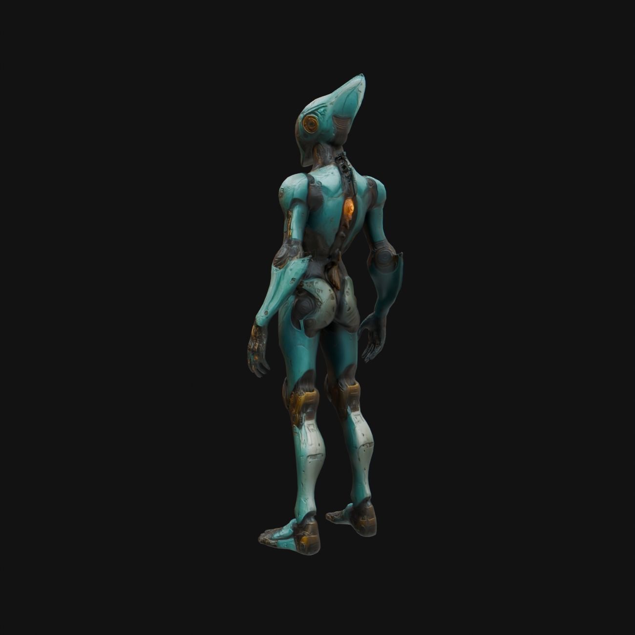 Sci Fi Robot Female Rigged Low-poly 3D model_2