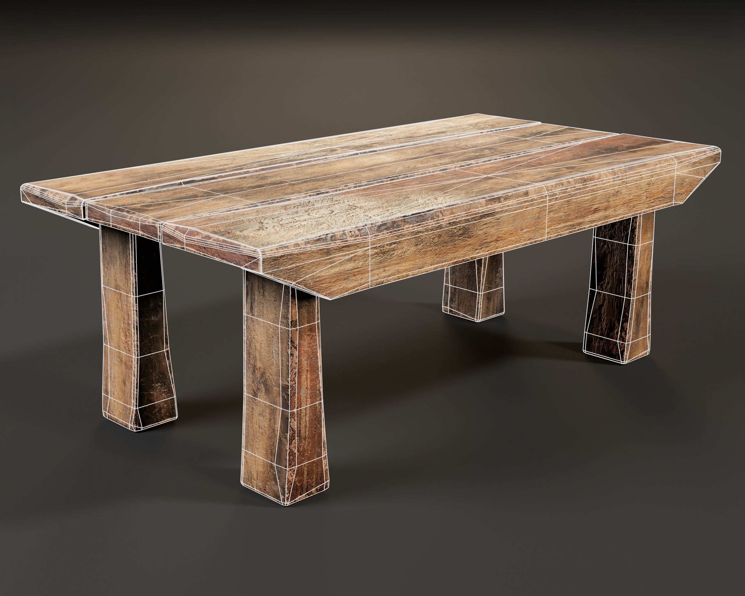 Japanese Workstation Bench Set  Low-poly 3D model_11