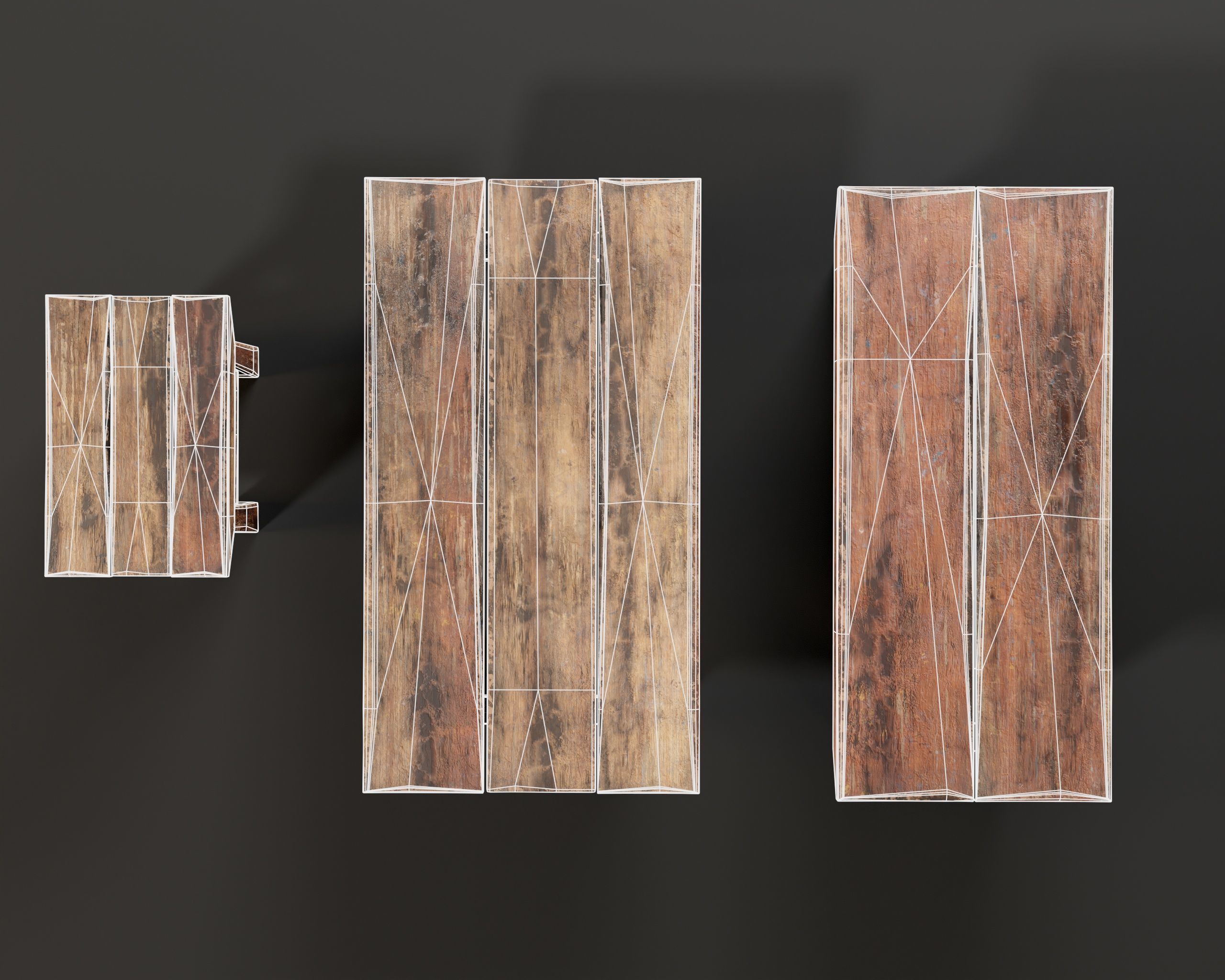 Japanese Workstation Bench Set  Low-poly 3D model_7