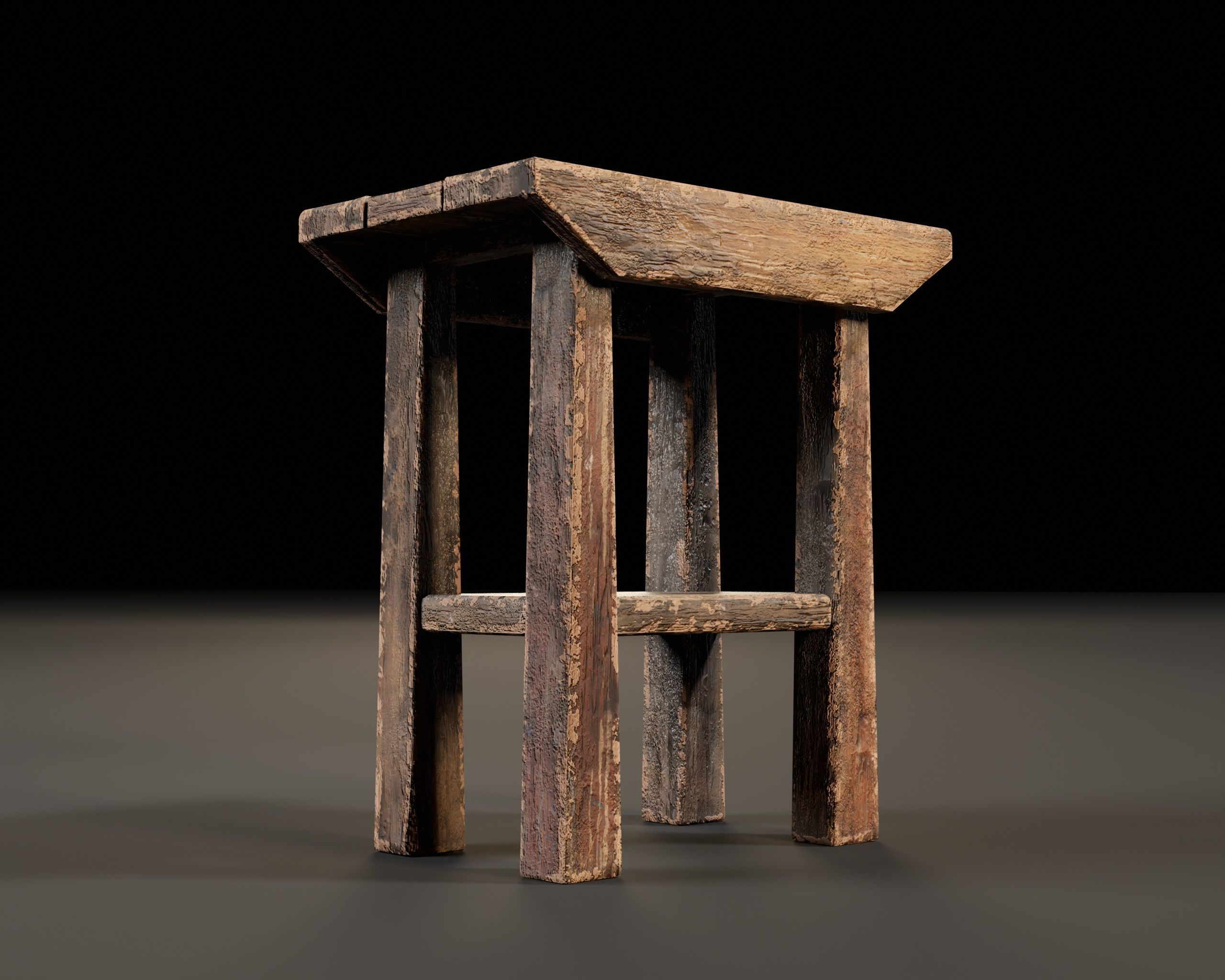 Japanese Workstation Bench Set  Low-poly 3D model_8