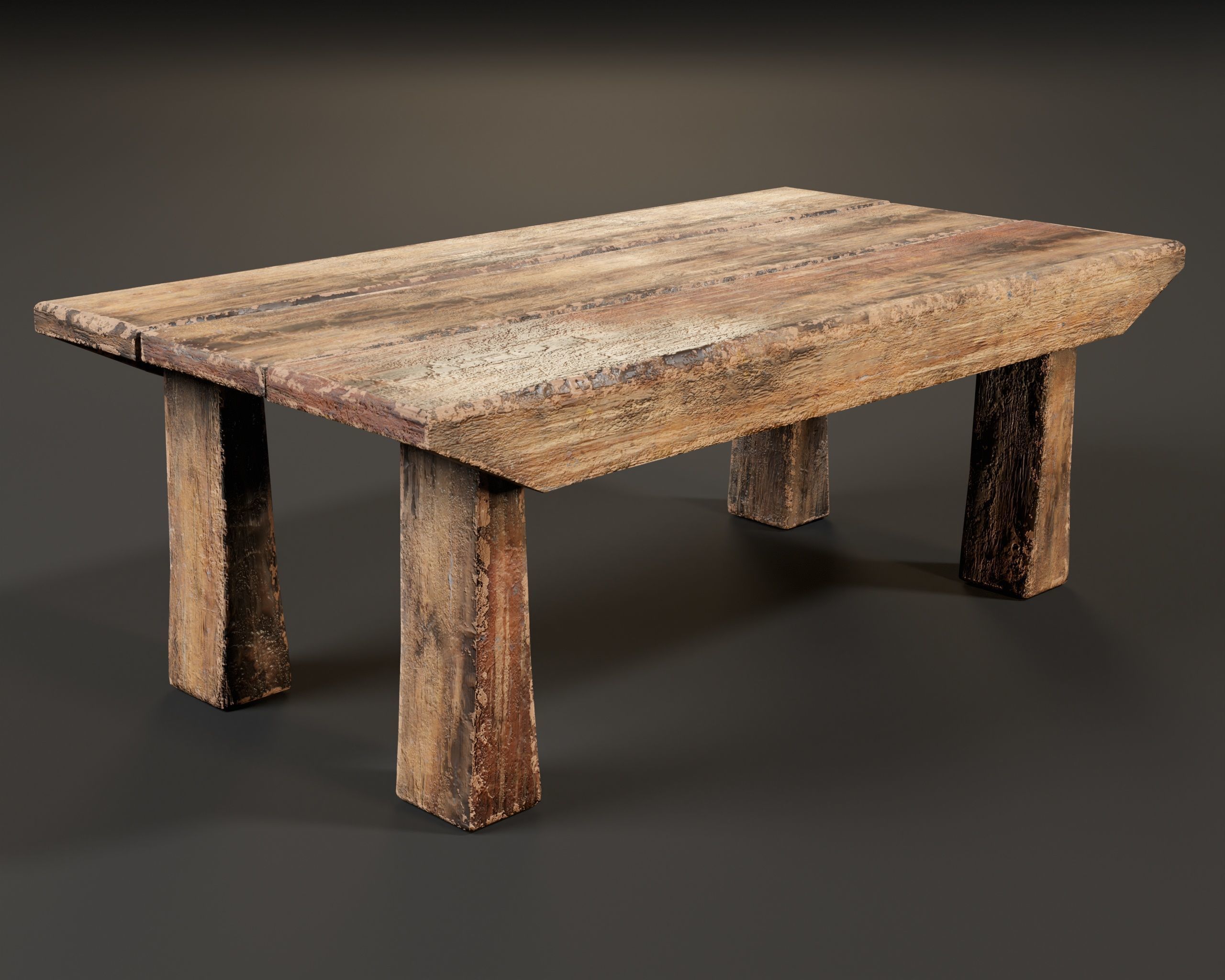 Japanese Workstation Bench Set  Low-poly 3D model_10