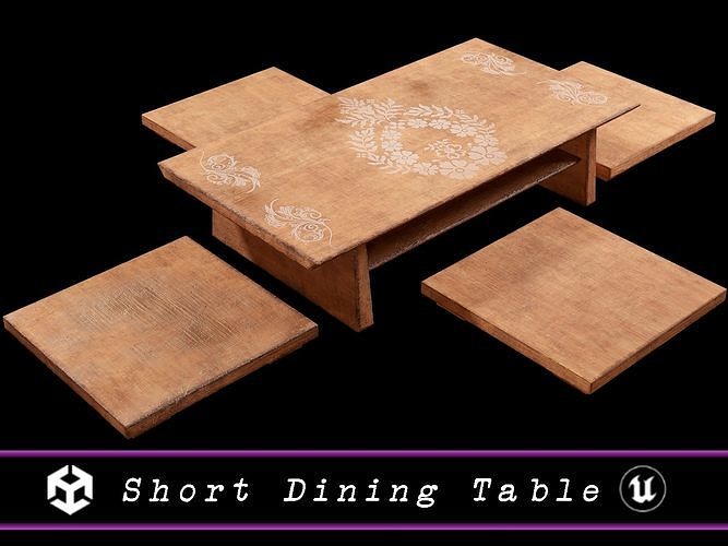 Japanese Short Dining Table Low-poly 3D model