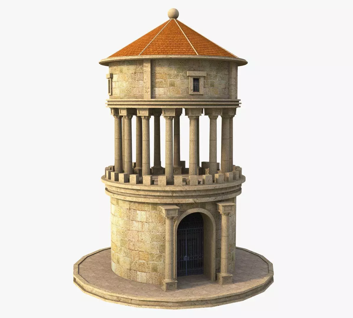 Ancient temple tower Low-poly 3D model