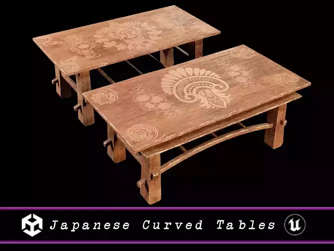 Japanese Curved Tables Low-poly 3D model