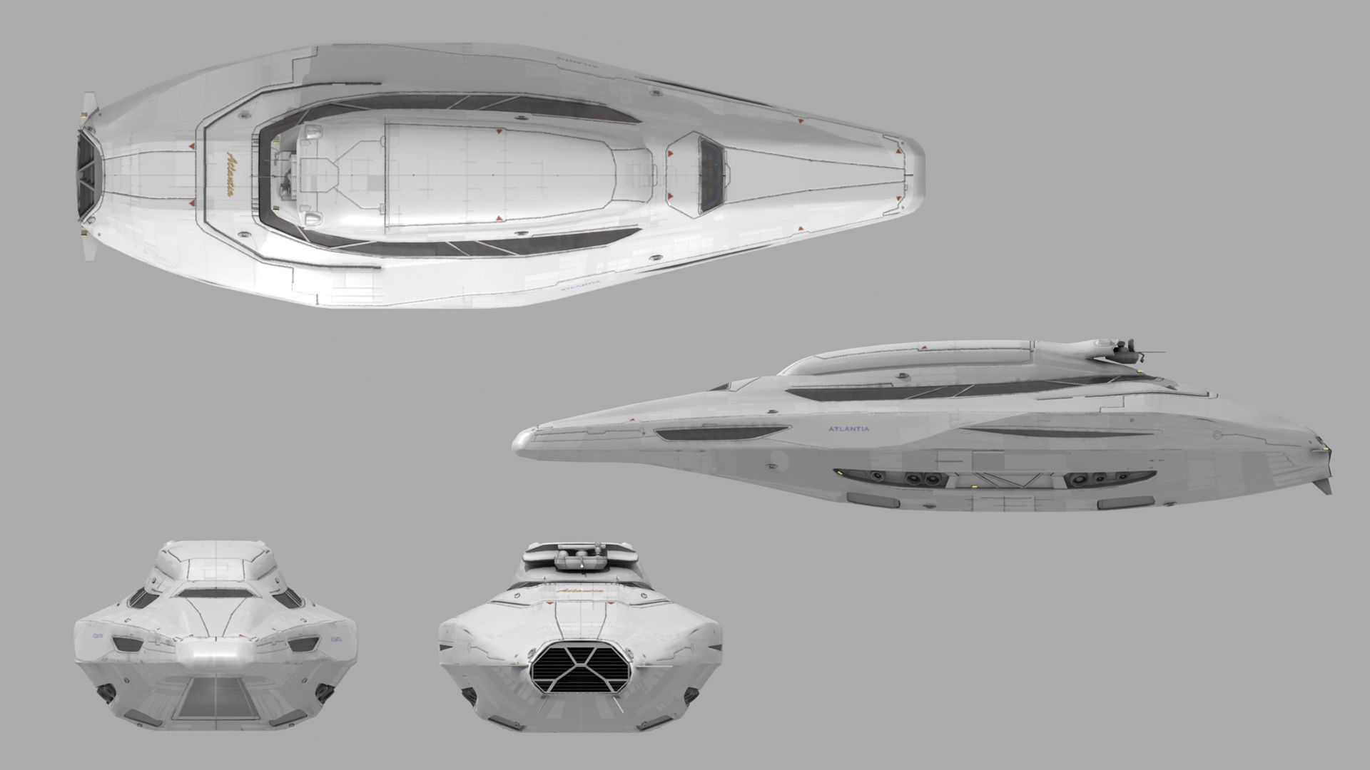 Space yacht 3D model_6