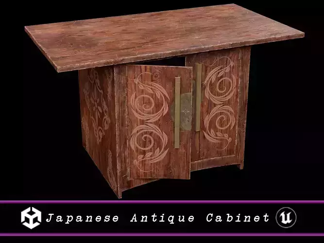 Japanese Antique Cabinet  Low-poly 3D model