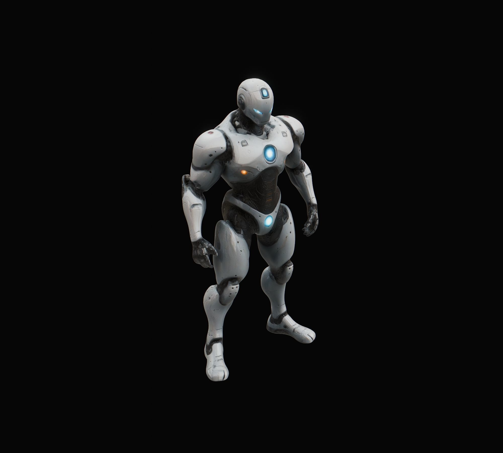 Robot Superhero Rigged Low-poly 3D model_3
