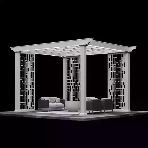 Modern pergola outdoor gazebo and backyard canopy with furniture