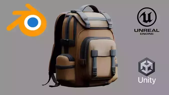 Stylized Backpack BP01 Low-poly 3D model