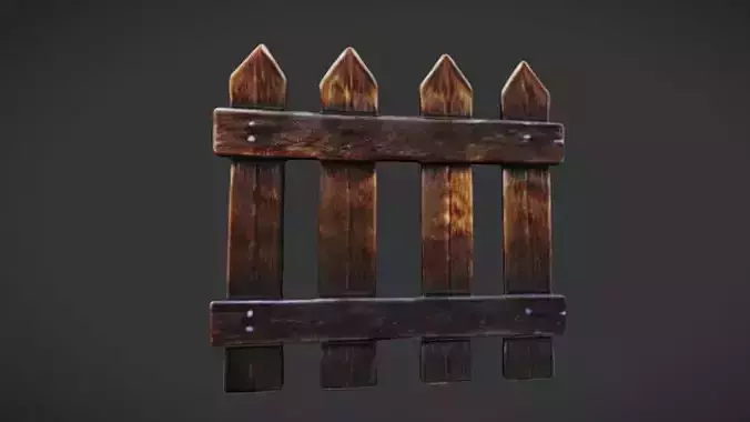 wooden fence 3D Game Ready Model