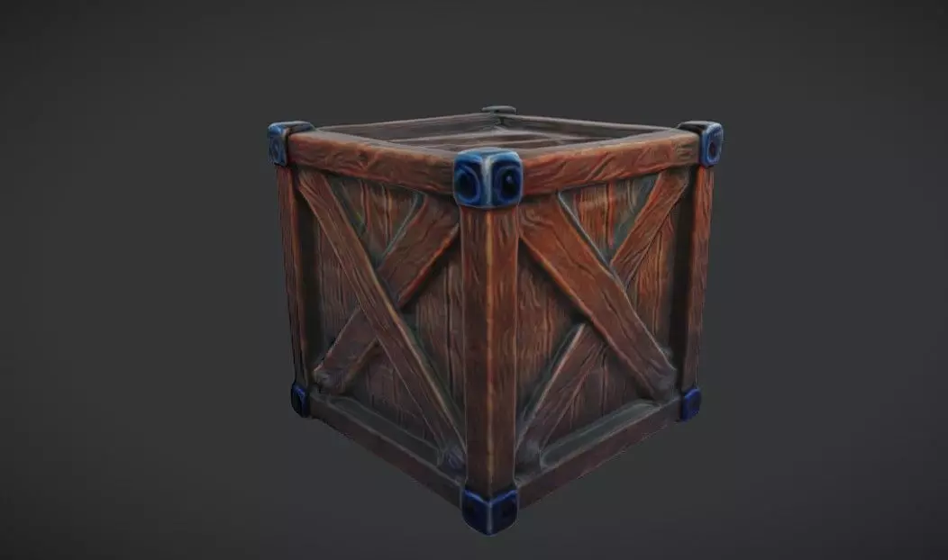 stylized wooden Crates 3D Game Ready Model 3D model_0