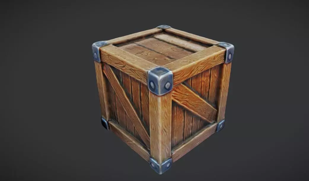 stylized wooden Crates 3D Game Ready Model 3D model_0