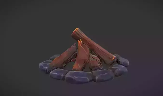 Stylized campfire 3D Game Ready Model