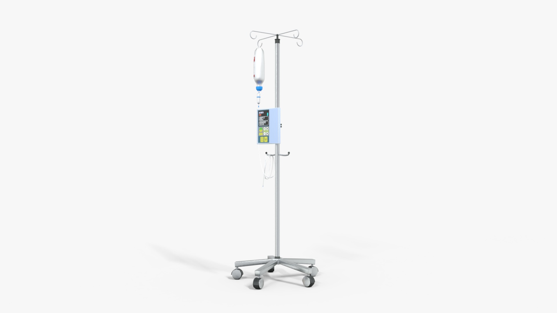IV Pole Dextrose Drip Stand Medical Low-poly 3D model_2