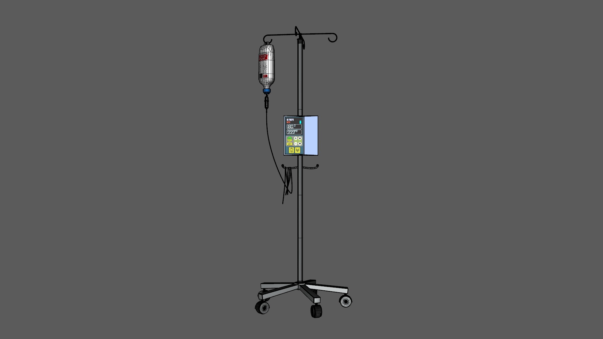 IV Pole Dextrose Drip Stand Medical Low-poly 3D model_10