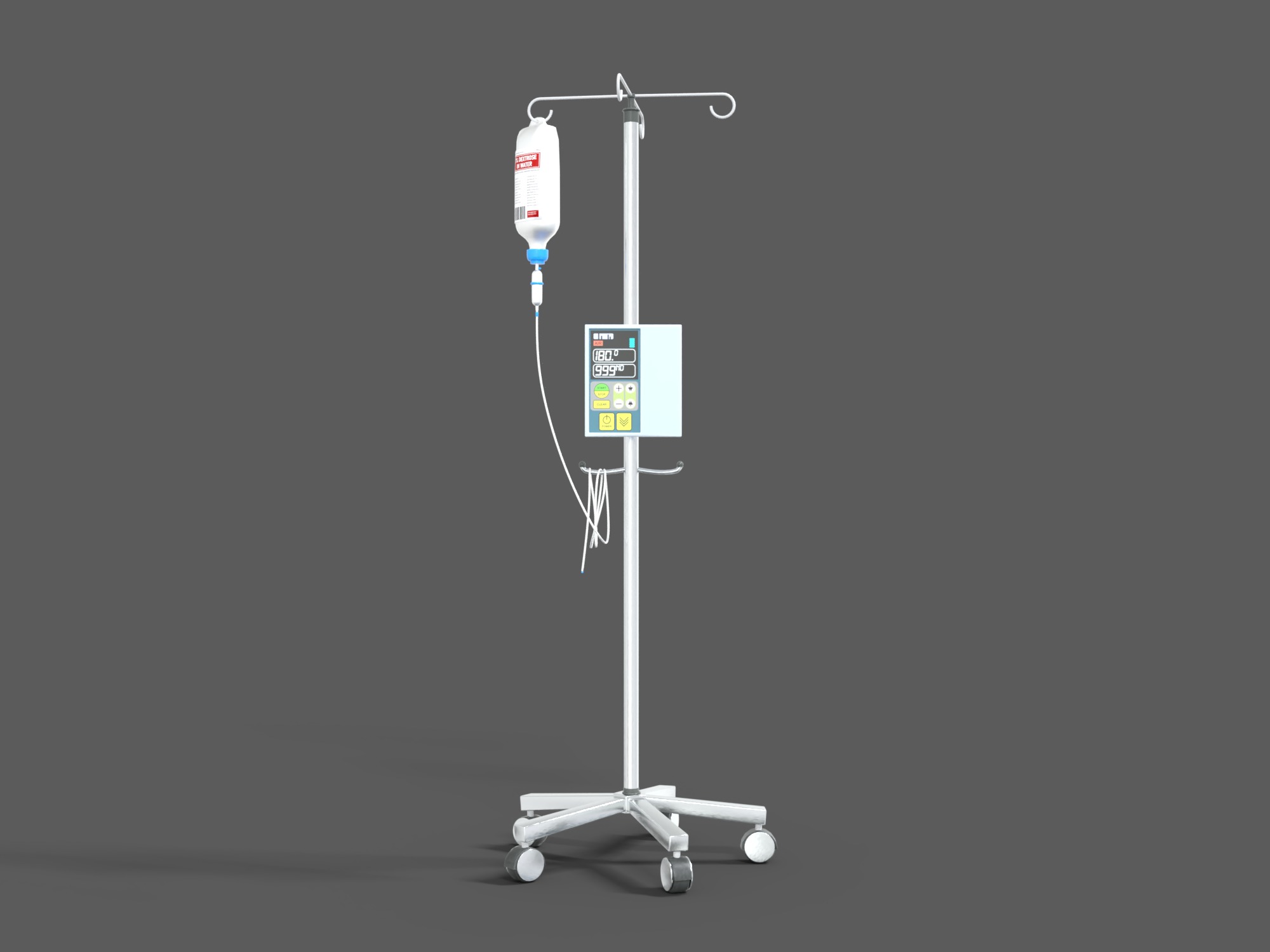 IV Pole Dextrose Drip Stand Medical Low-poly 3D model_7