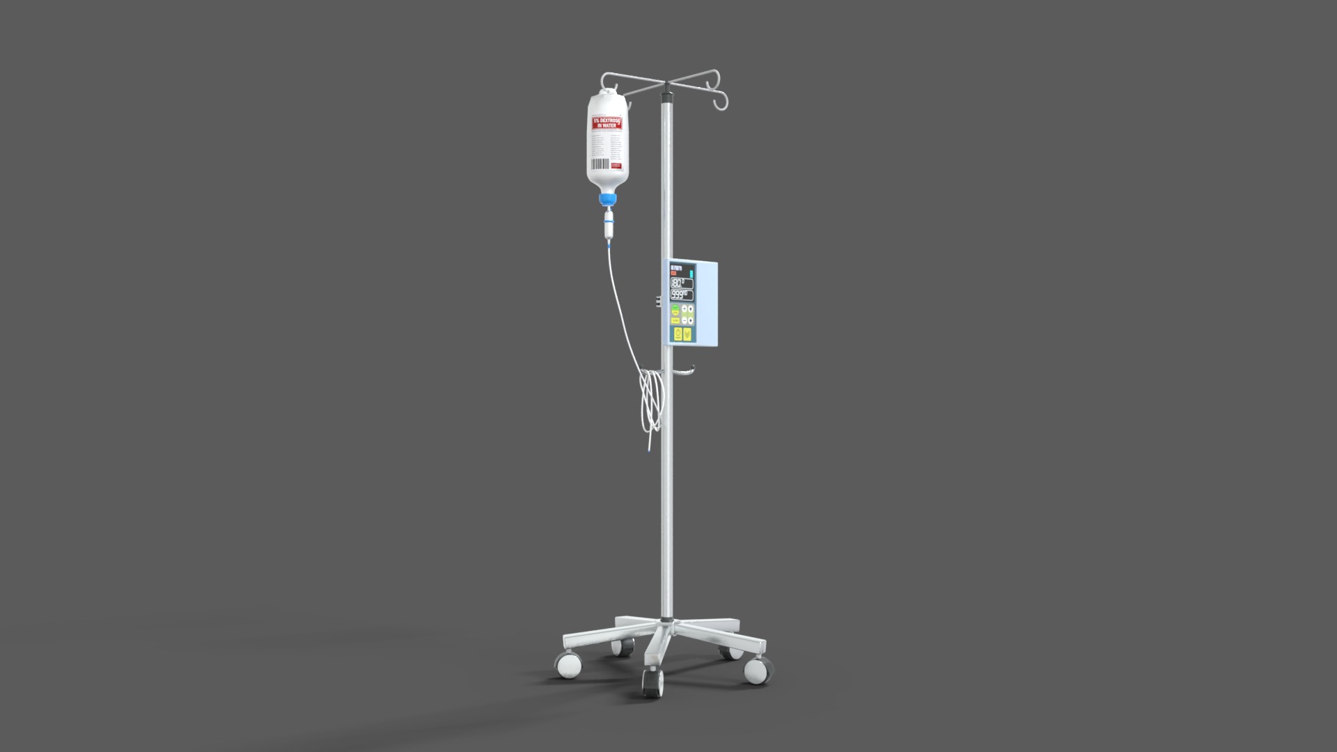 IV Pole Dextrose Drip Stand Medical Low-poly 3D model_3