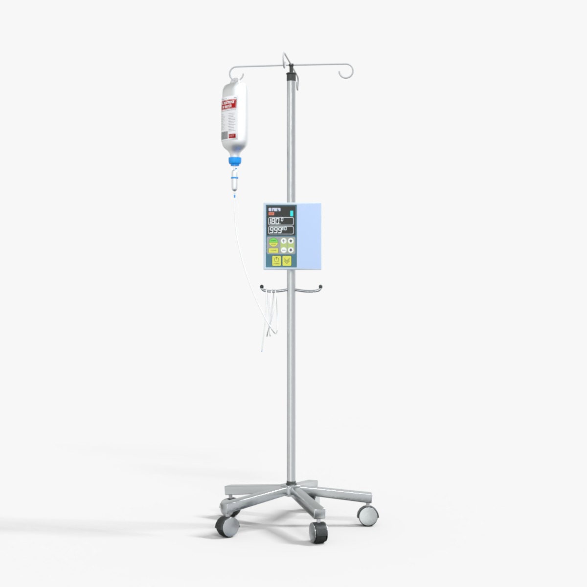 IV Pole Dextrose Drip Stand Medical Low-poly 3D model_8