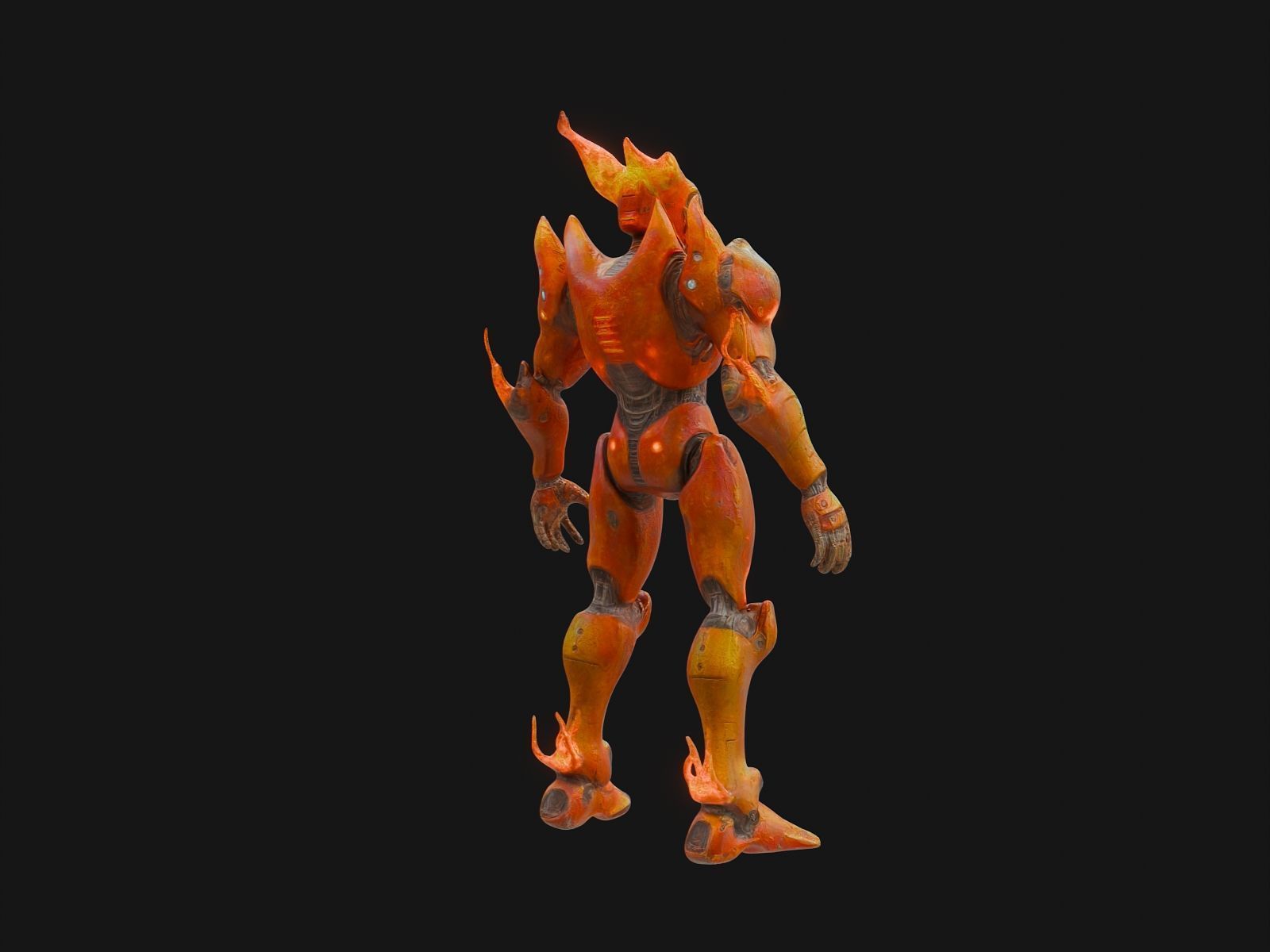 Robot Elemental Fire Low-poly 3D model_3