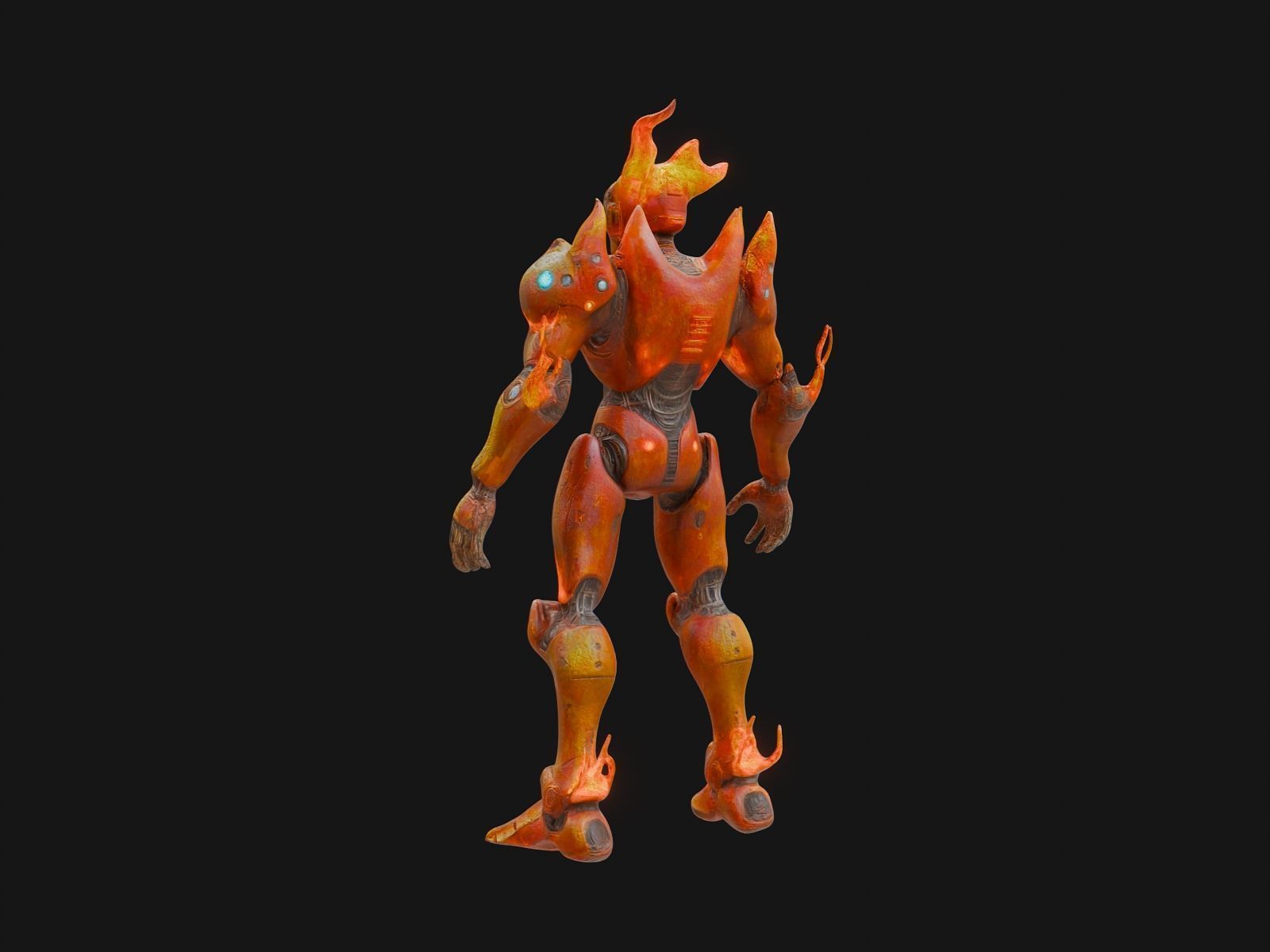 Robot Elemental Fire Low-poly 3D model_2