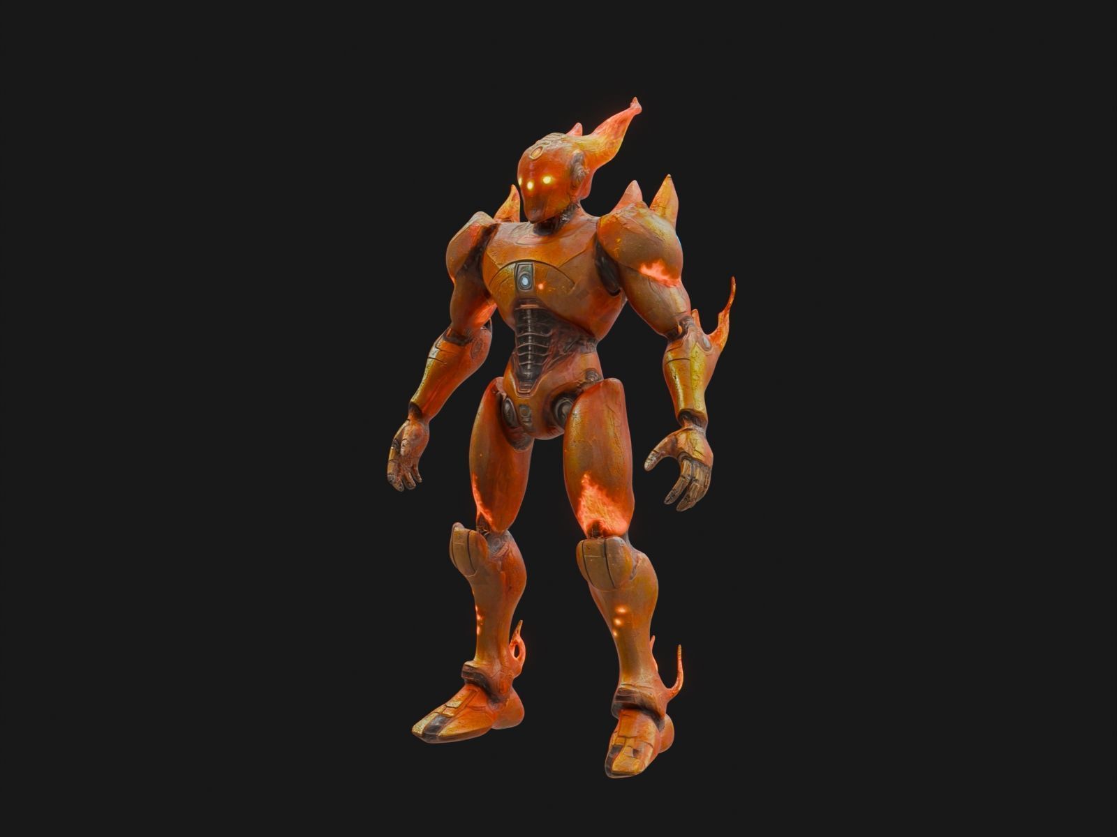 Robot Elemental Fire Low-poly 3D model_1