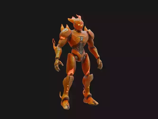 Robot Elemental Fire Low-poly 3D model