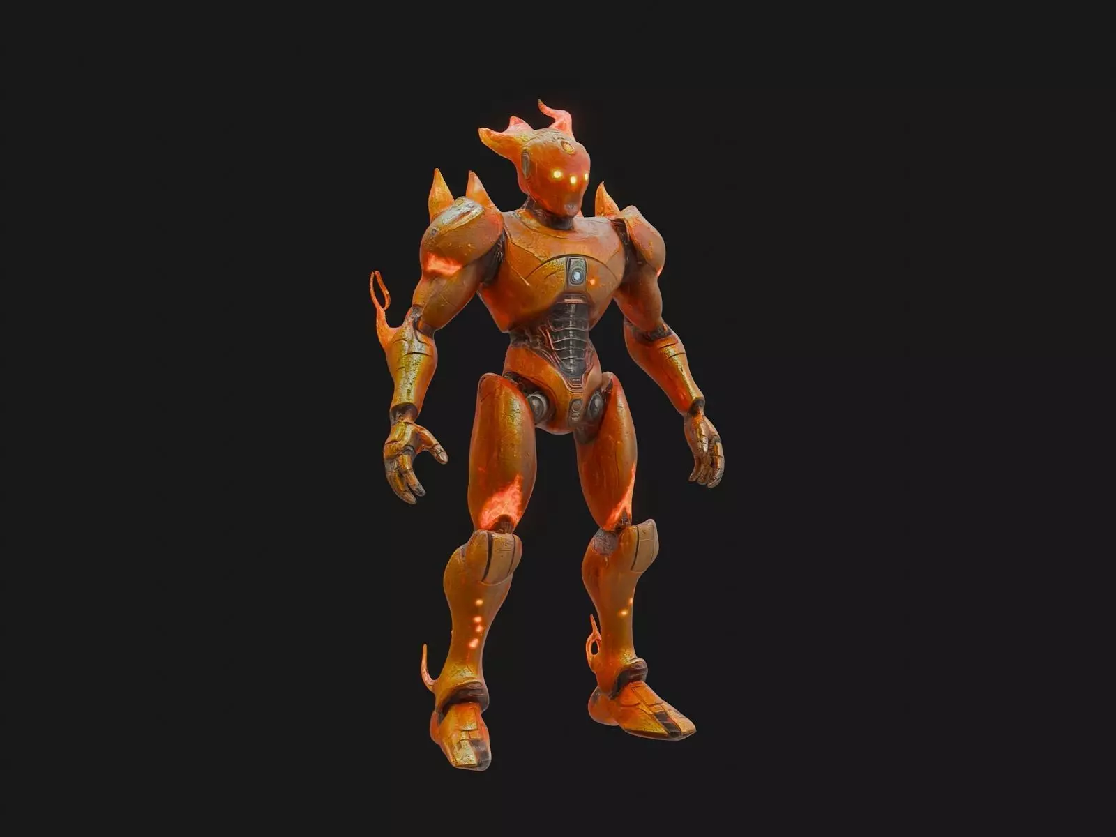 Robot Elemental Fire Low-poly 3D model_0